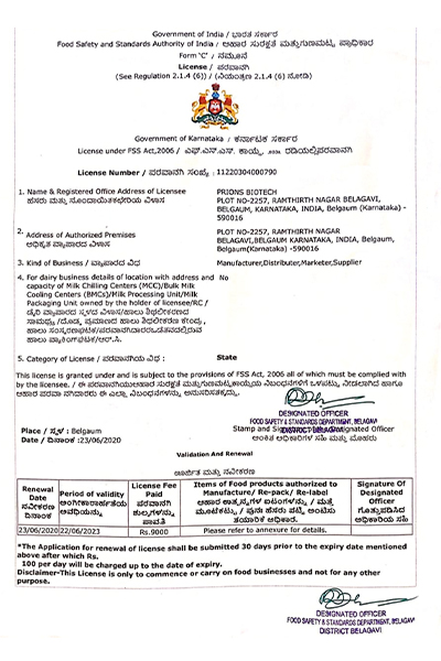 FSSAI Registration Certificate